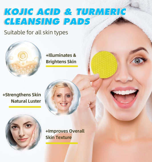 Turmeric Kojic Acid Brightening Cleansing Pads – 20 PCS