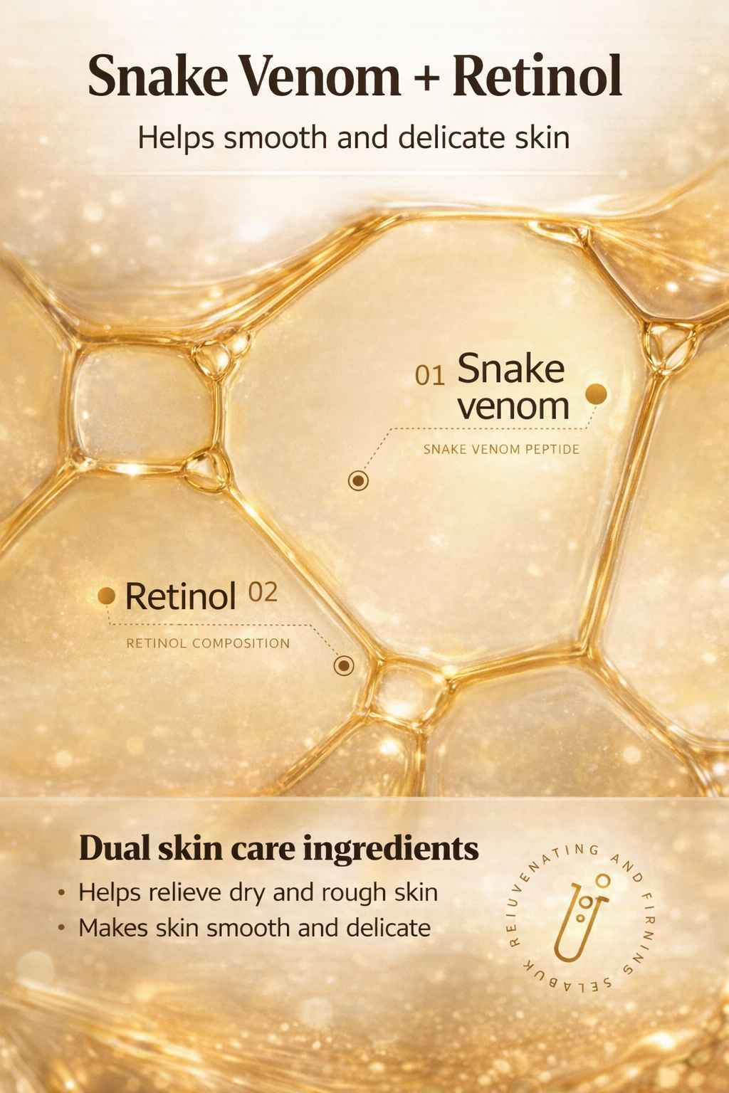 24K Gold Glass Skin Mask with Retinol + Snake Peptide Effect