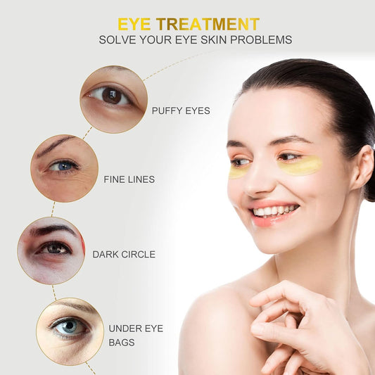 Collagen & Retinol 24K Gold Under Eye Patches with Vitamin C & E – For Dark Circles, Puffiness & Wrinkles (60 Pcs)