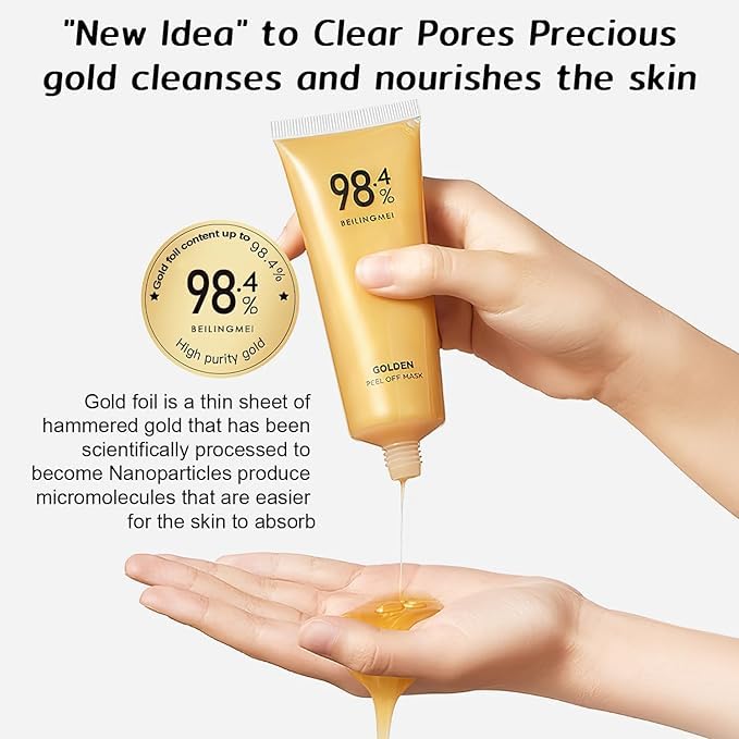 Beilingmei Gold Foil Peel-Off Mask for Wrinkles, Glow & Deep Pore Cleansing
