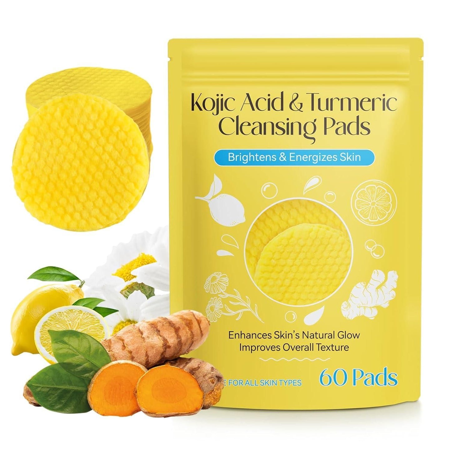 Turmeric Kojic Acid Brightening Cleansing Pads – 20 PCS