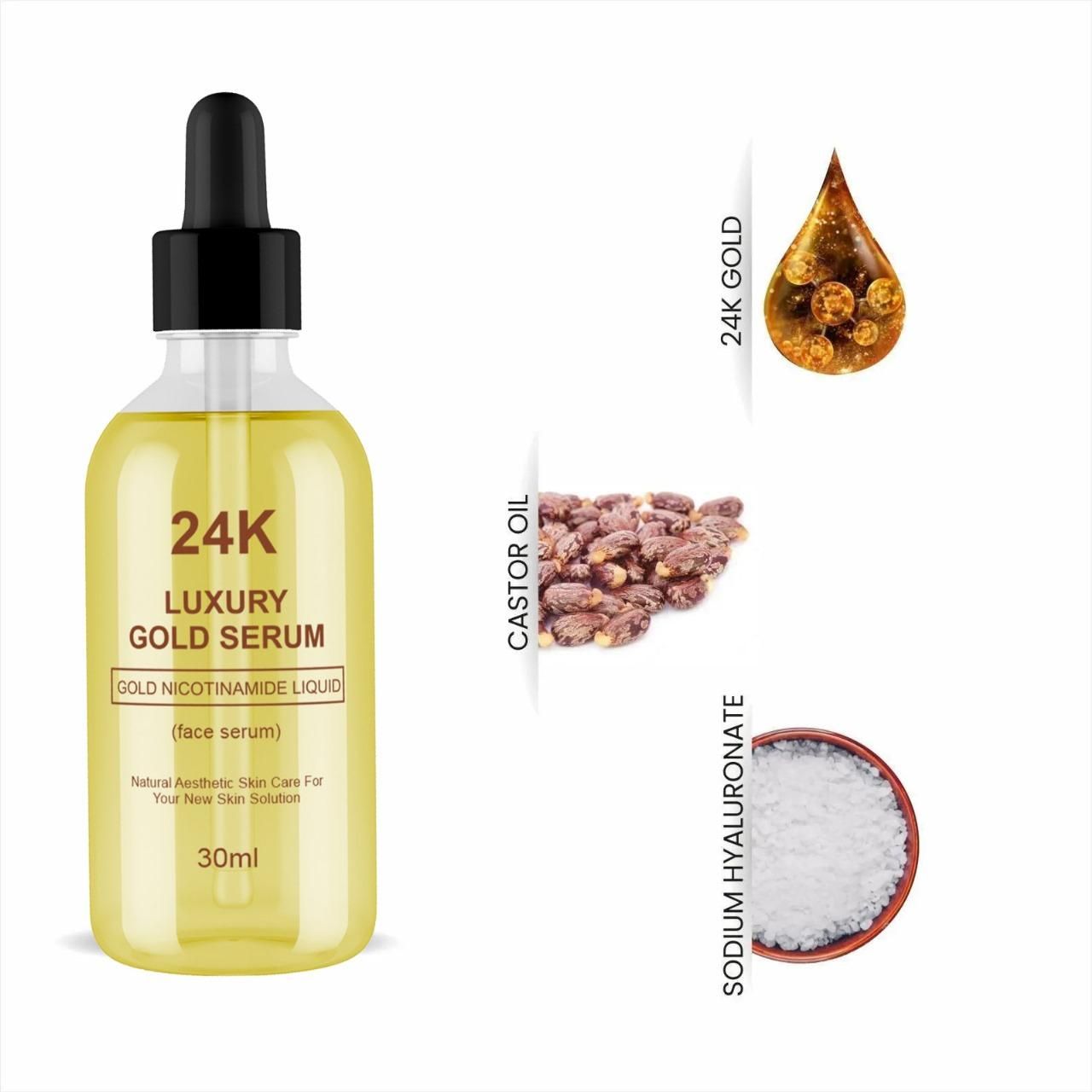 24K Luxury Gold Face Serum – Radiance-Boosting, Brightening & Nourishing Glow Elixir (Pack of 2 × 30ml)