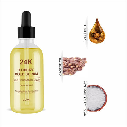 24K Luxury Gold Face Serum – Radiance-Boosting, Brightening & Nourishing Glow Elixir (Pack of 2 × 30ml)