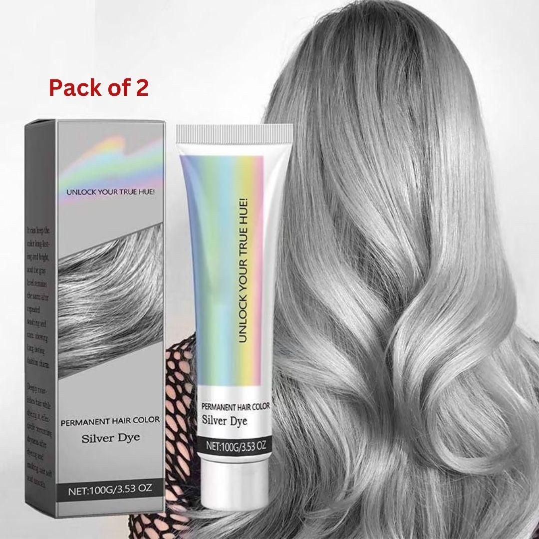 Permanent Silver Hair Color Dye – Long-Lasting, Radiant Gray Tone with Nourishing Formula (Pack of 2)