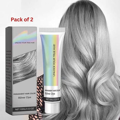 Permanent Silver Hair Color Dye – Long-Lasting, Radiant Gray Tone with Nourishing Formula (Pack of 2)