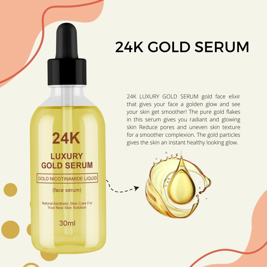 24K Luxury Gold Face Serum – Radiance-Boosting, Brightening & Nourishing Glow Elixir (Pack of 2 × 30ml)