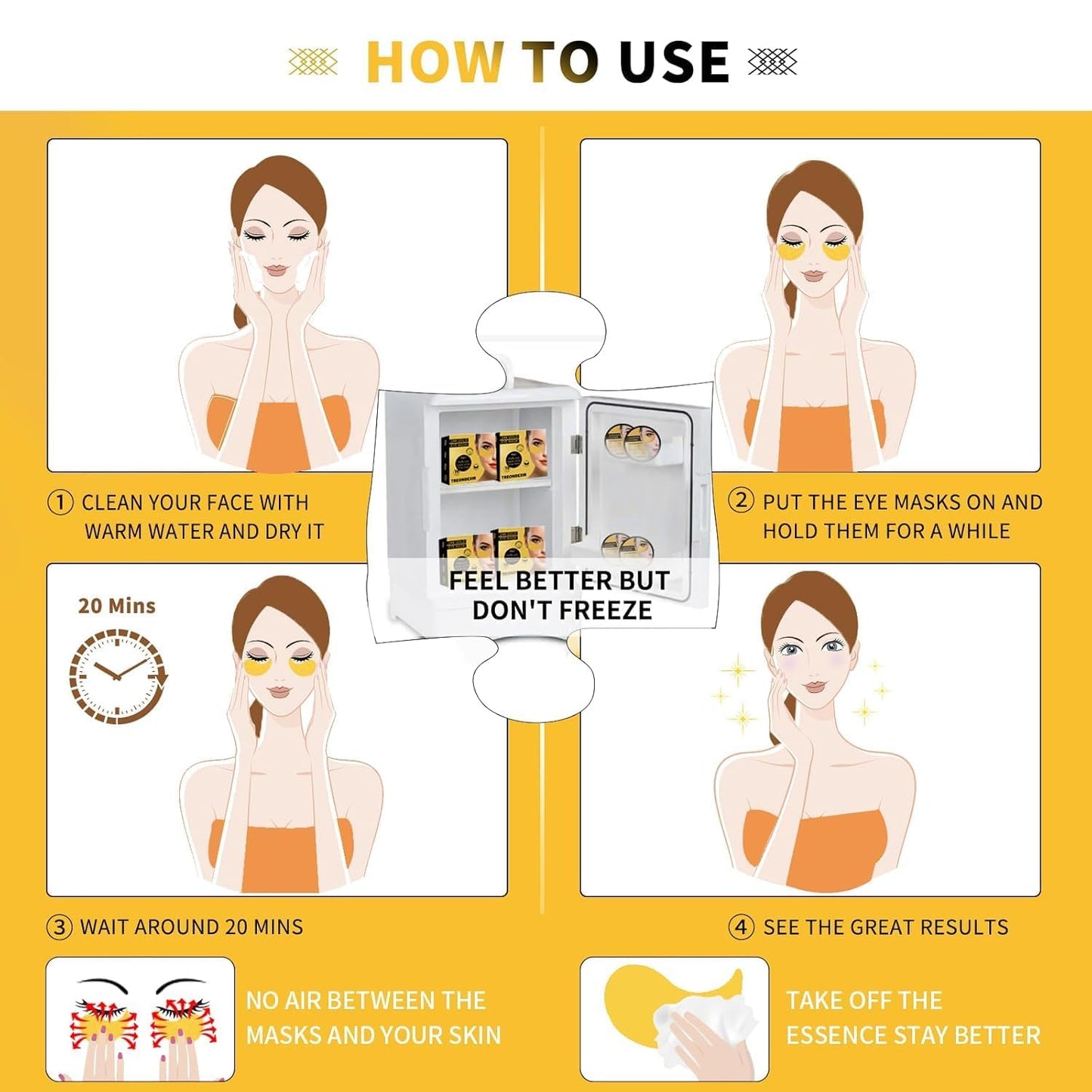 Collagen & Retinol 24K Gold Under Eye Patches with Vitamin C & E – For Dark Circles, Puffiness & Wrinkles (60 Pcs)