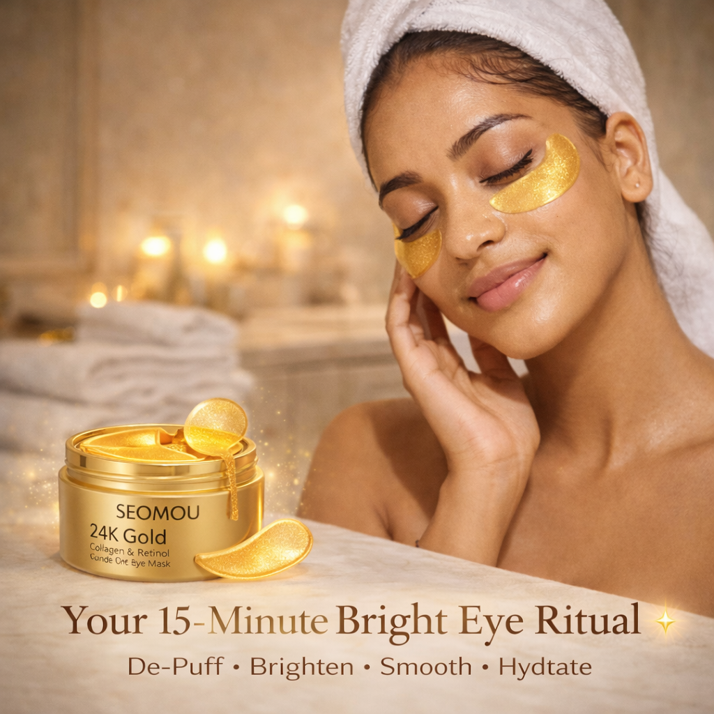 Collagen & Retinol 24K Gold Under Eye Patches with Vitamin C & E – For Dark Circles, Puffiness & Wrinkles (60 Pcs)