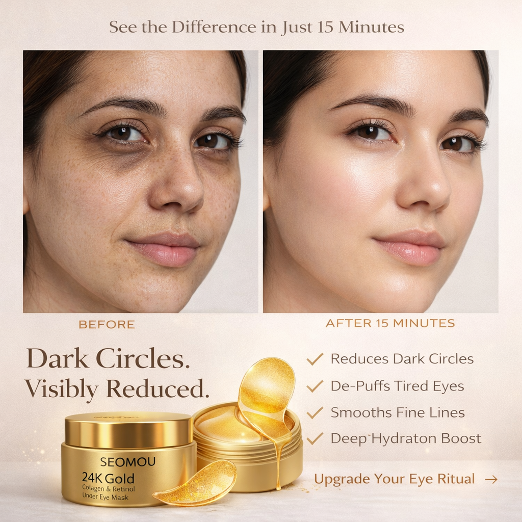 Collagen & Retinol 24K Gold Under Eye Patches with Vitamin C & E – For Dark Circles, Puffiness & Wrinkles (60 Pcs)