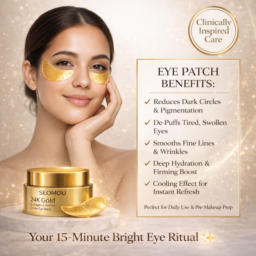 Collagen & Retinol 24K Gold Under Eye Patches with Vitamin C & E – For Dark Circles, Puffiness & Wrinkles (60 Pcs)