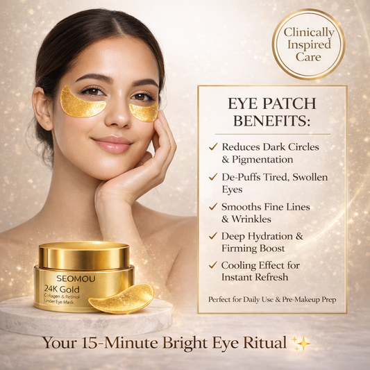 Collagen & Retinol 24K Gold Under Eye Patches with Vitamin C & E – For Dark Circles, Puffiness & Wrinkles (60 Pcs)