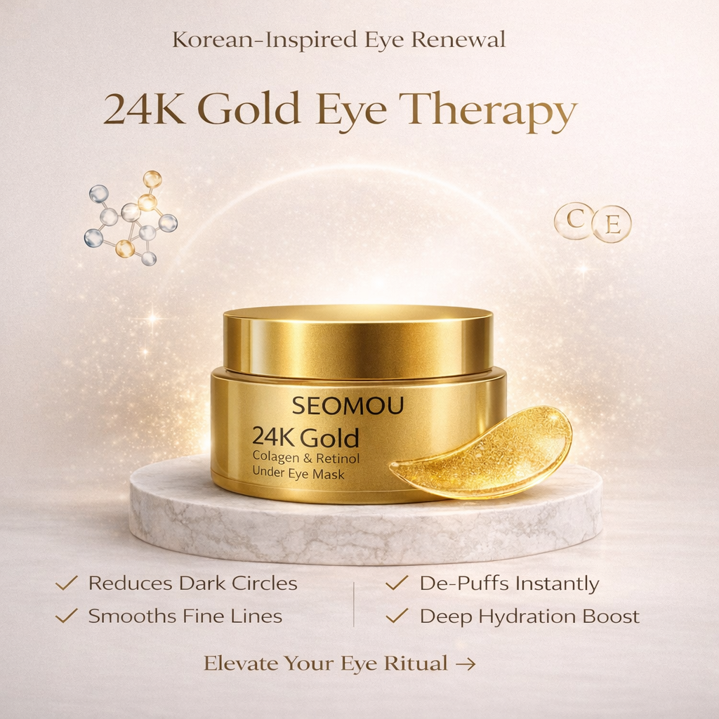 Collagen & Retinol 24K Gold Under Eye Patches with Vitamin C & E – For Dark Circles, Puffiness & Wrinkles (60 Pcs)