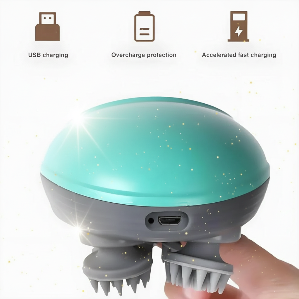 Head Massager For Scalp – Electric Scalp Massager, Hair Growth Stimulator & Full Body Relaxation Tool (Human + Pet Friendly)