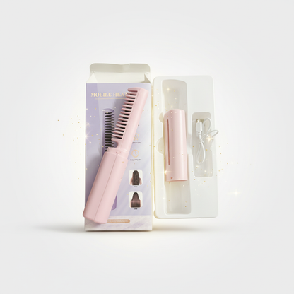 Meneflix Portable Korean Mini Hair Straightener Cordless Rechargeable Mini Adjustable Hair Straightener Hot Comb