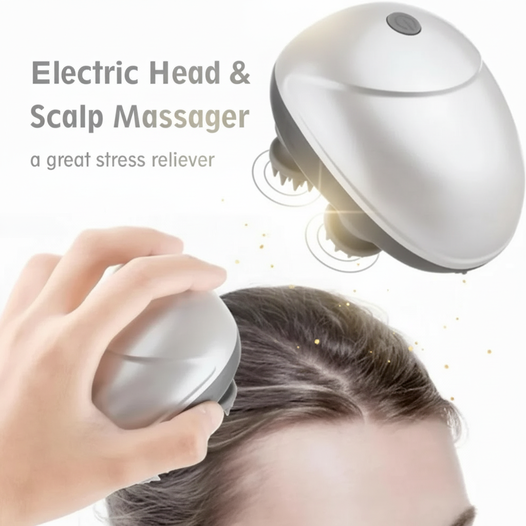 Head Massager For Scalp – Electric Scalp Massager, Hair Growth Stimulator & Full Body Relaxation Tool (Human + Pet Friendly)