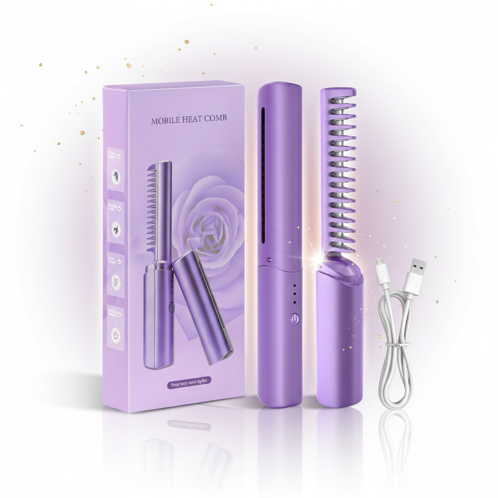 Meneflix Portable Korean Mini Hair Straightener Cordless Rechargeable Mini Adjustable Hair Straightener Hot Comb