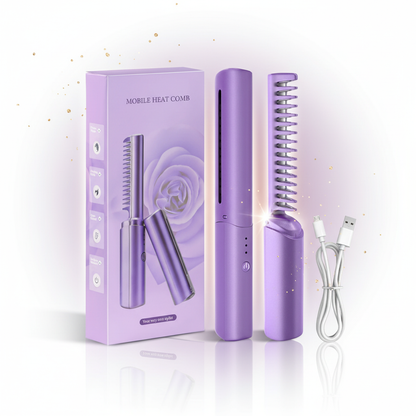 Meneflix Portable Korean Mini Hair Straightener Cordless Rechargeable Mini Adjustable Hair Straightener Hot Comb