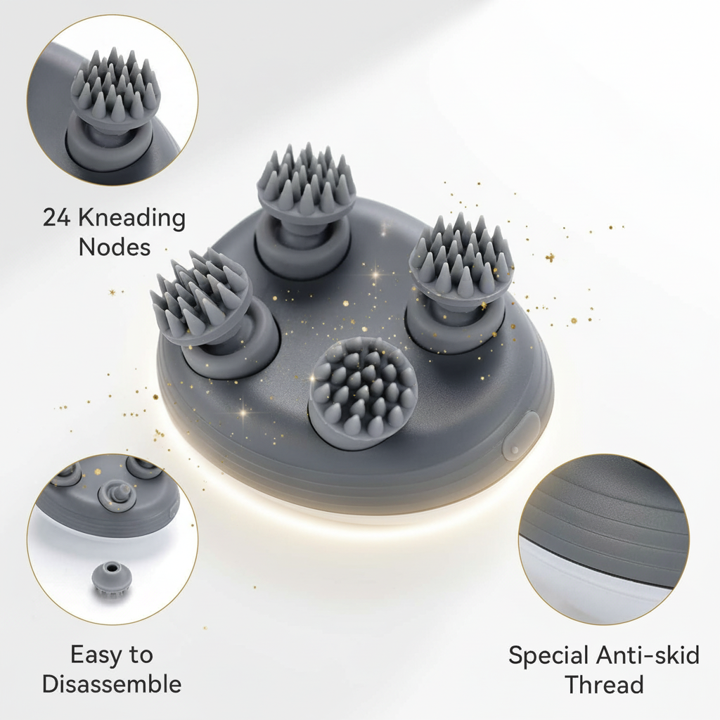 Head Massager For Scalp – Electric Scalp Massager, Hair Growth Stimulator & Full Body Relaxation Tool (Human + Pet Friendly)