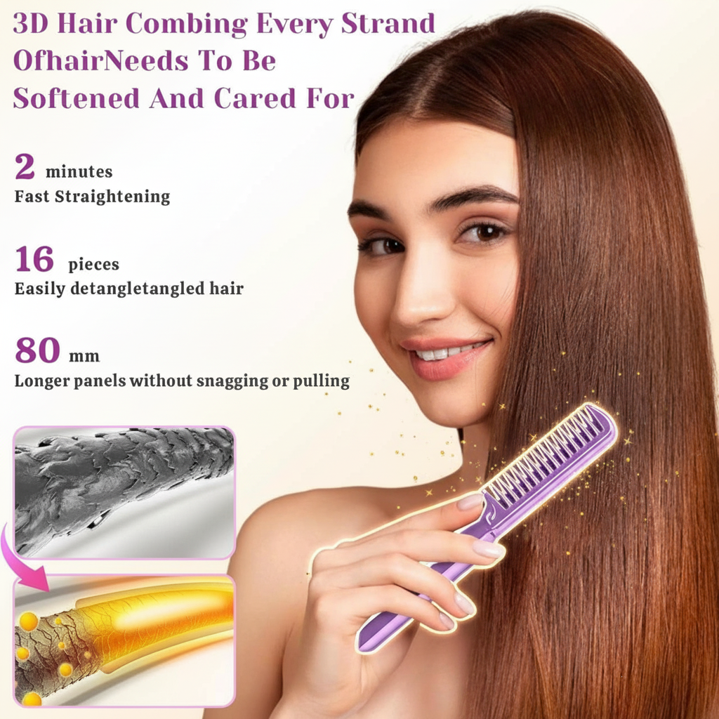 Meneflix Portable Korean Mini Hair Straightener Cordless Rechargeable Mini Adjustable Hair Straightener Hot Comb